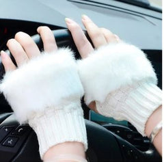women Gloves stylish Hand Winter warm Half Finger mitten Ladies woolen Gloves