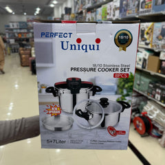 Uniqui 8pcs 5+7L Steel Pressure Cooker Set