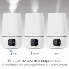 SimpleTaste 4L Ultrasonic Cool Humidifier Aroma Essential Oil Diffuser with LCD Display, 3 Mist Level Control, Timer Setting, and 7 Colors LED Light Whisper-Quiet, 171730CM