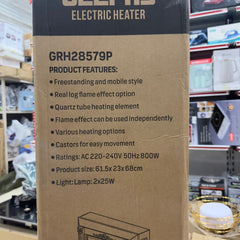 Geepas Quartz Tube Log Flame Effect Electric Heater 28579