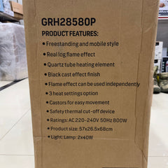 Geepas Quartz Tube Log Flame Effect Electric Heater 28580